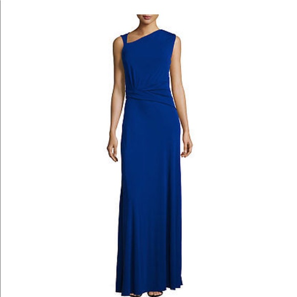 St. John ruched jersey gown blue - Picture 1 of 6